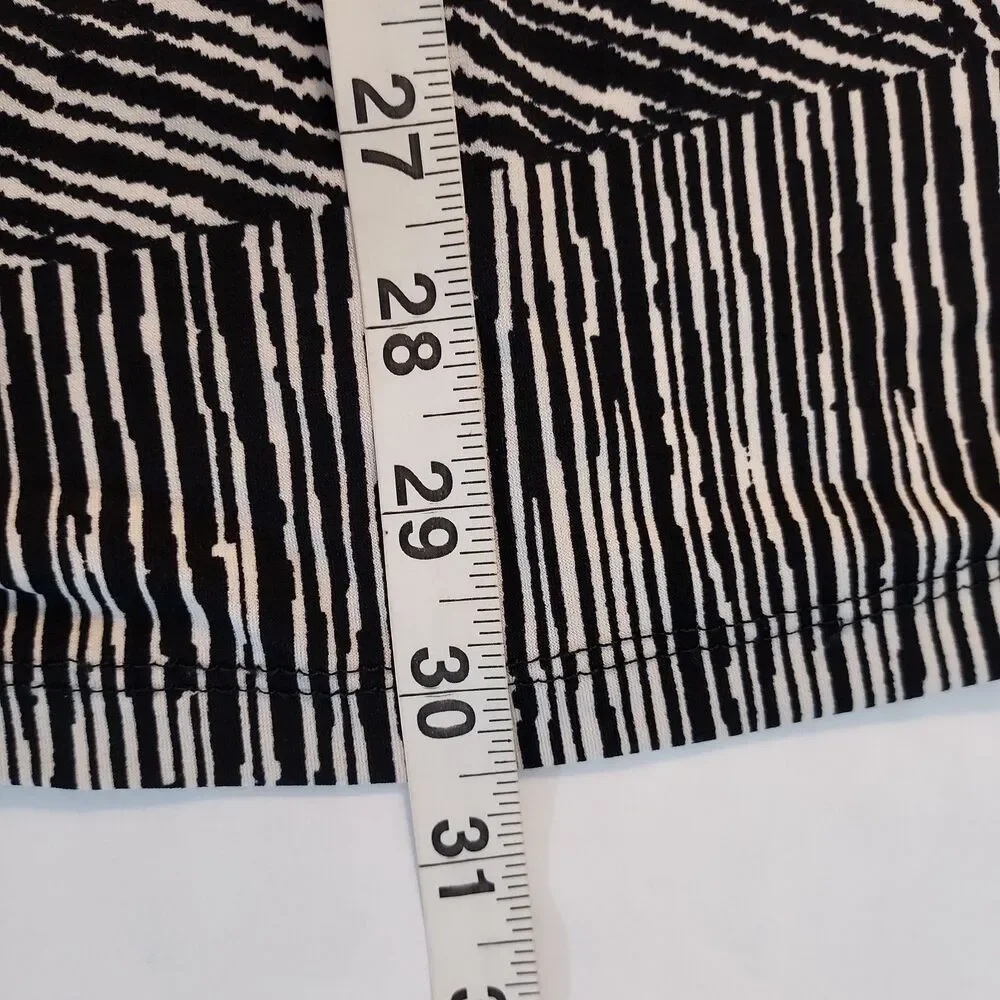 MSK Tunic Mini Dress Women Size 8P Sleeveless Stretch Flowy Black White